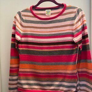 Title Nine Pink and Gray Striped Cotton blend lightweight sweater